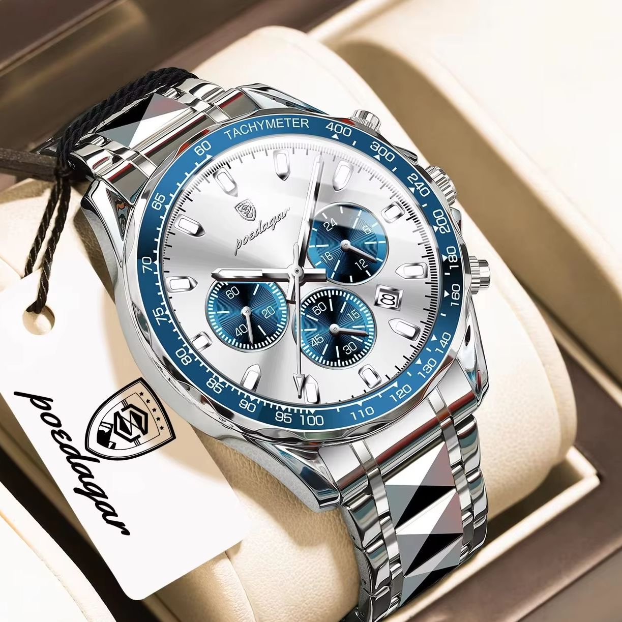 Luxury Watch White - POEDAGAR Top Business Men Watch Luminous