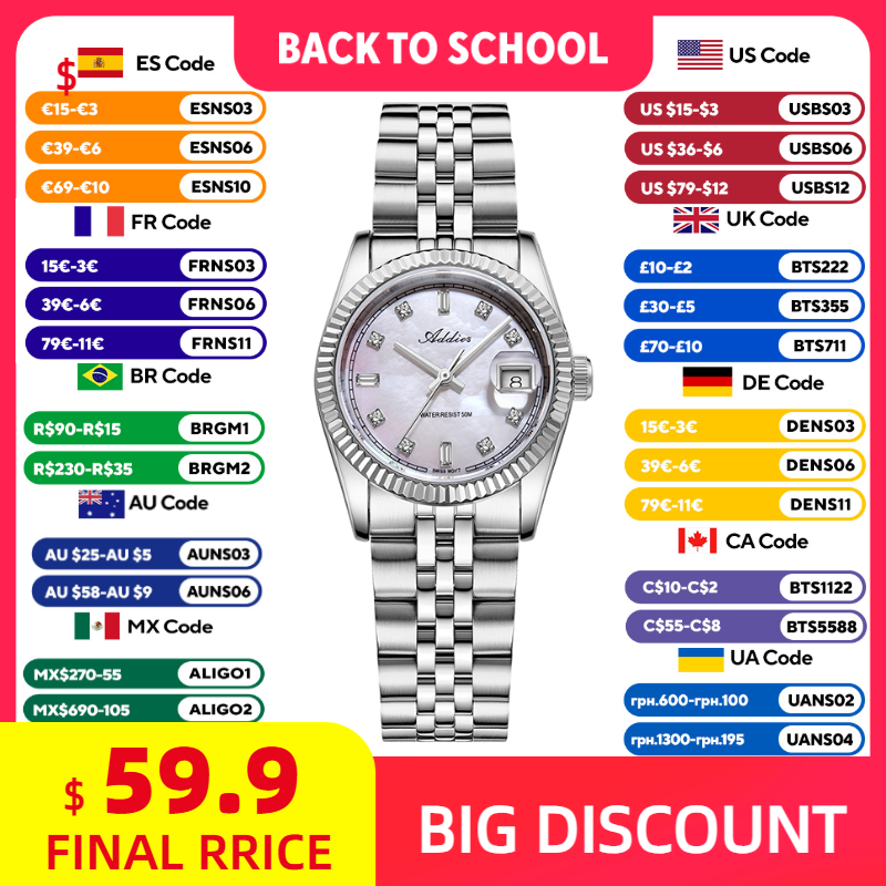 Luxury Watch Dial - ADDIES 585 Quartz Women's Watches Sapphire