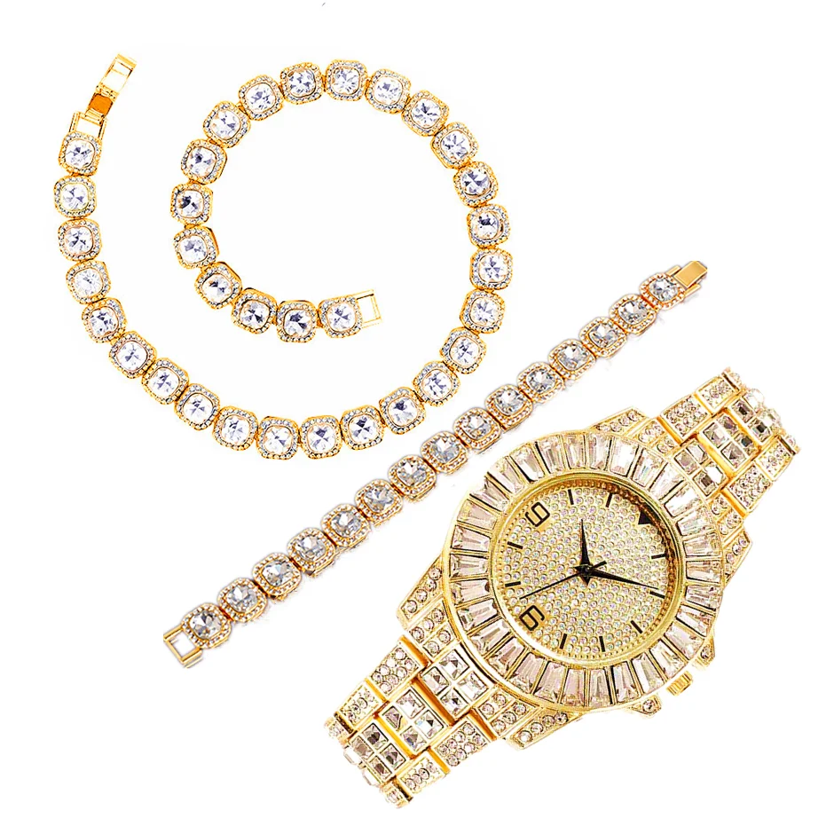 Luxury Watch Miami - Luxury Wristwatch Necklace Bracelet Iced Out