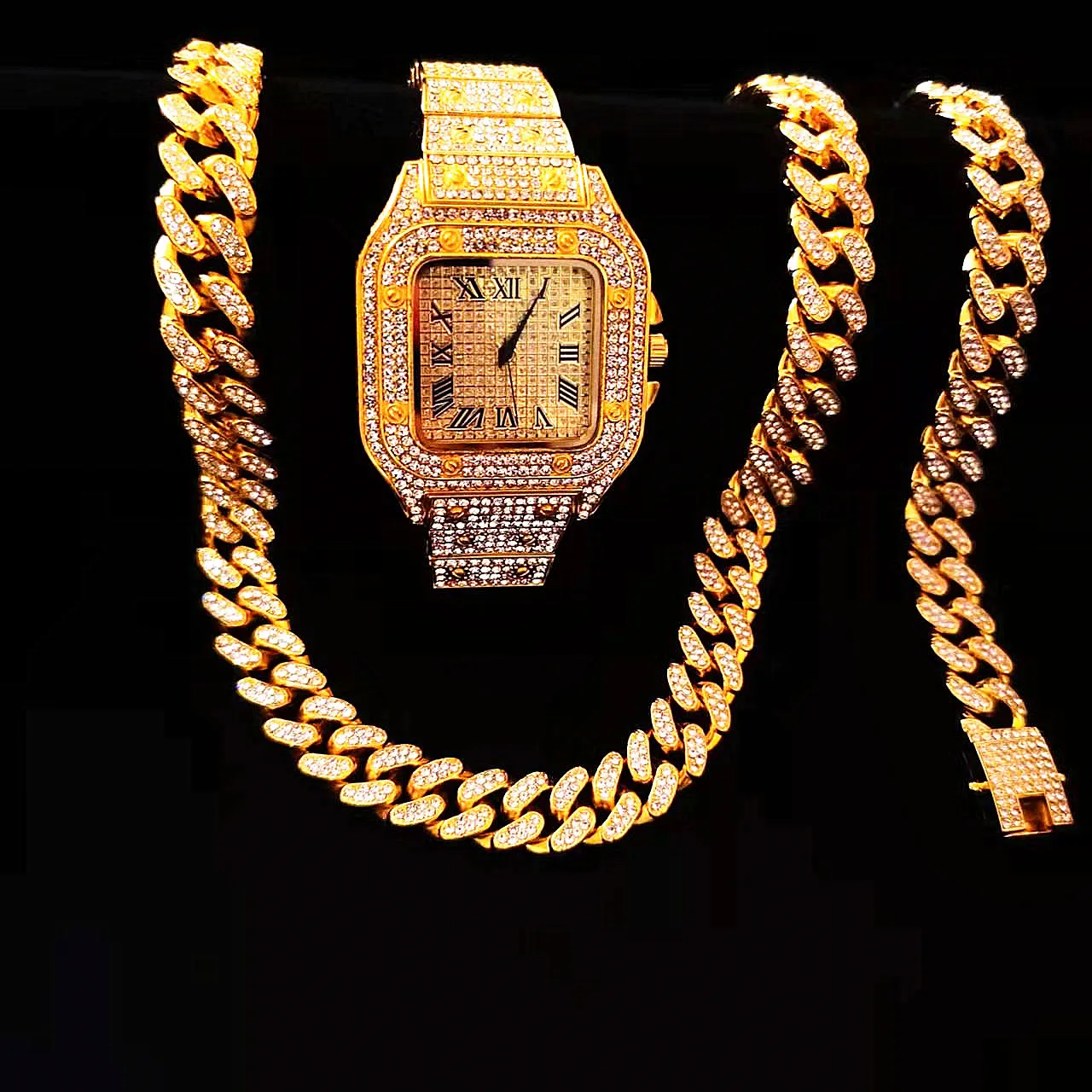 2pcs Iced Out Watches Necklace - огляд і ціна Luxury Watch Miami
