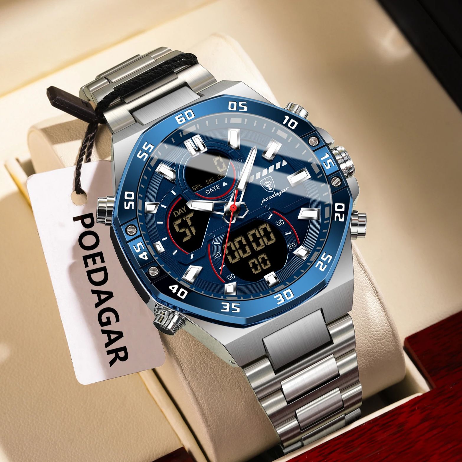 POEDAGAR Top Men Clock LED Lum - огляд і ціна Minute Repeater Watch