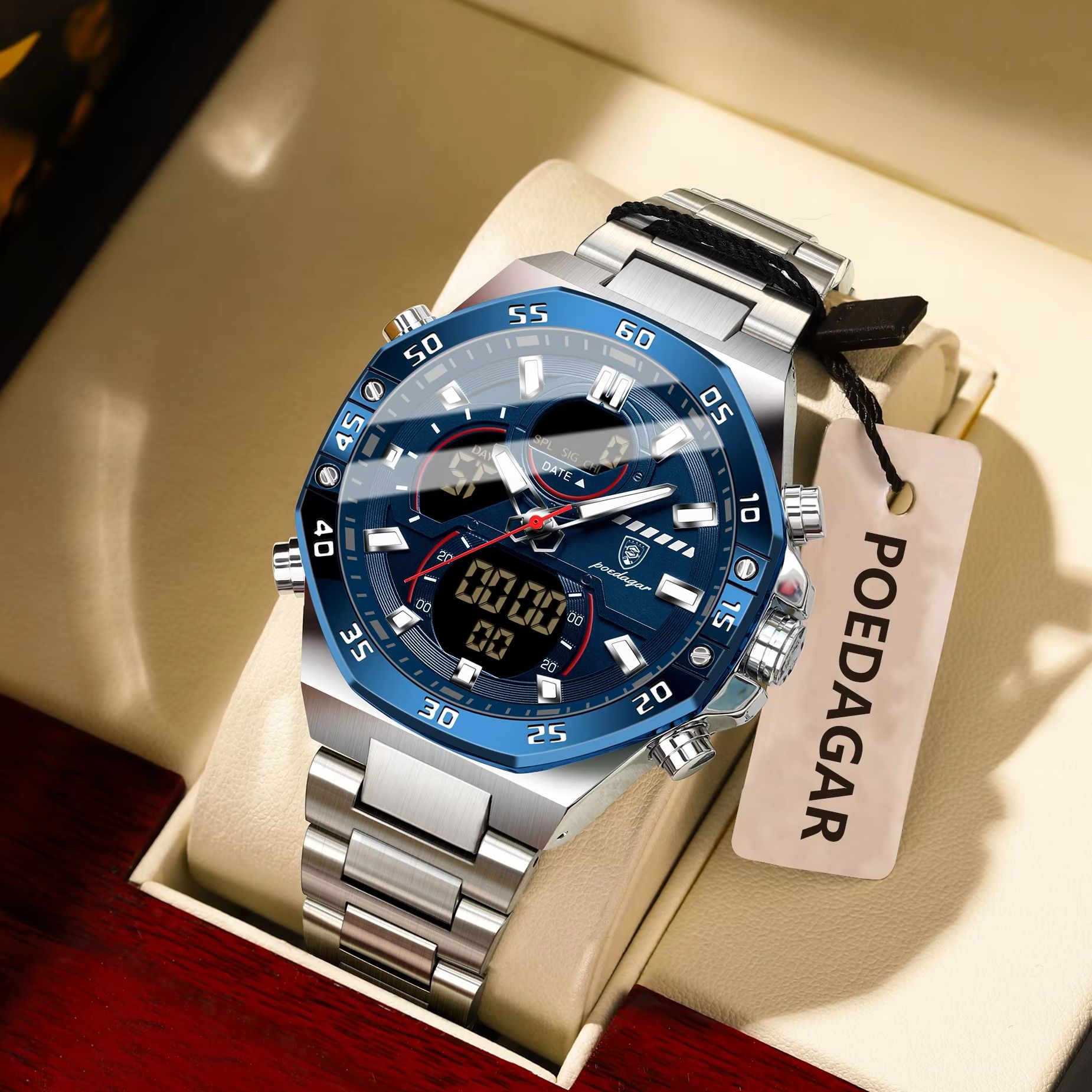 POEDAGAR Top Men Clock LED Lum - огляд і ціна Minute Repeater Watch