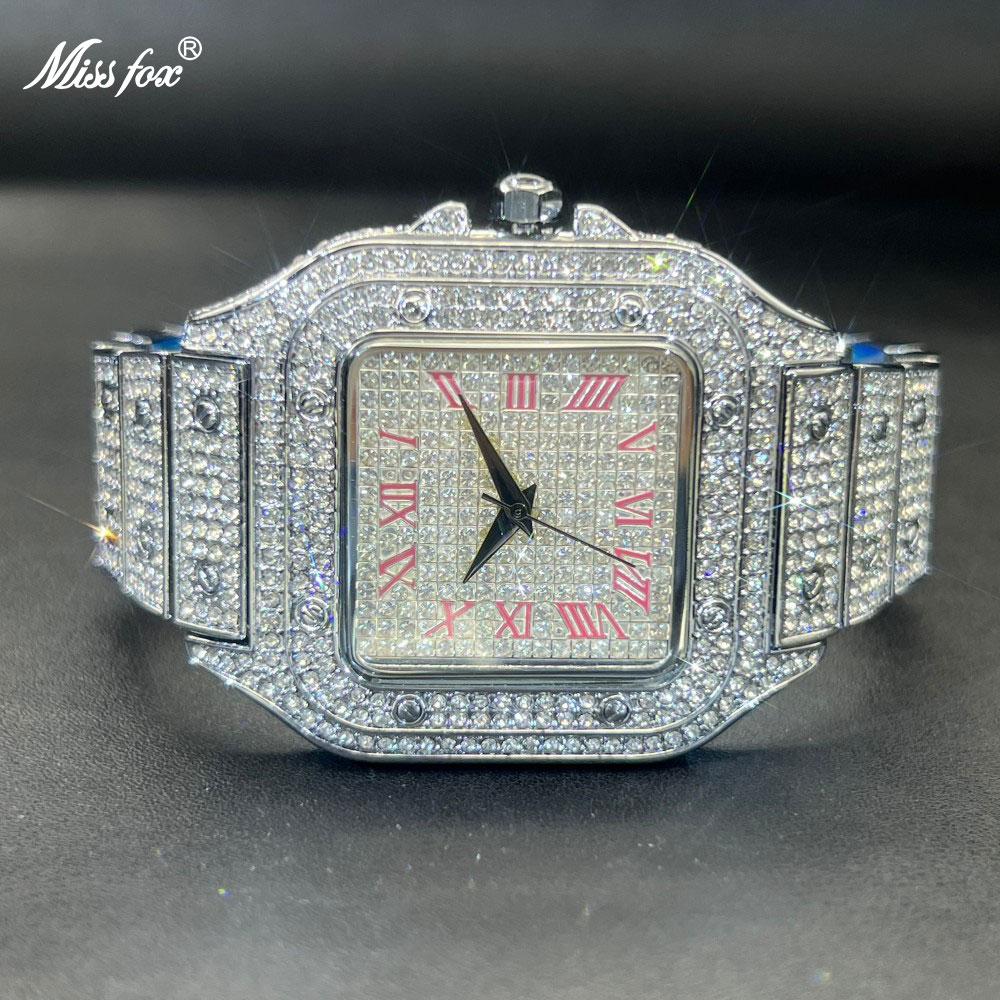 MISSFOX Iced Out Men Watch Squ - огляд і ціна Luxury Watch Sale