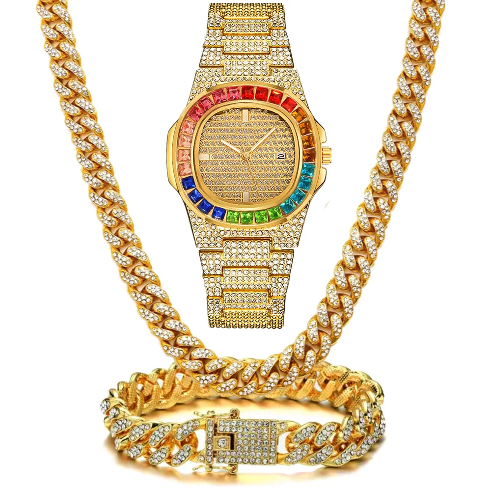 3pcs Watch+Necklace+Bracelet L - огляд і ціна Luxury Watch Miami