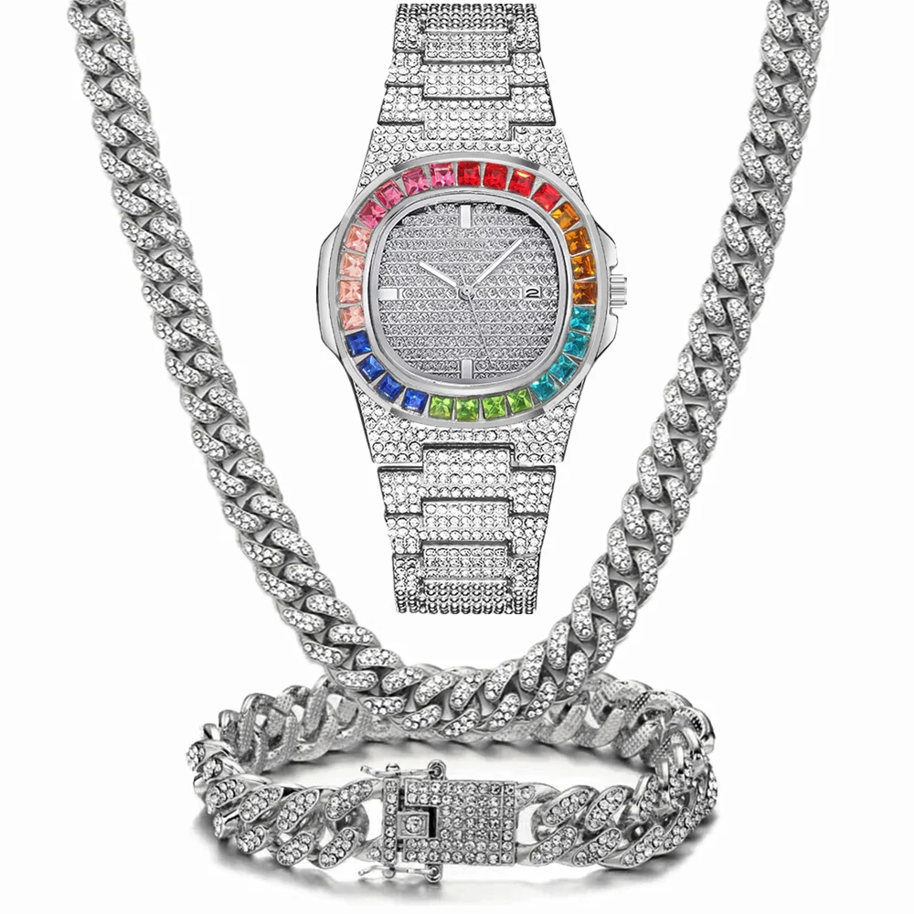3pcs Watch+Necklace+Bracelet L - огляд і ціна Luxury Watch Miami