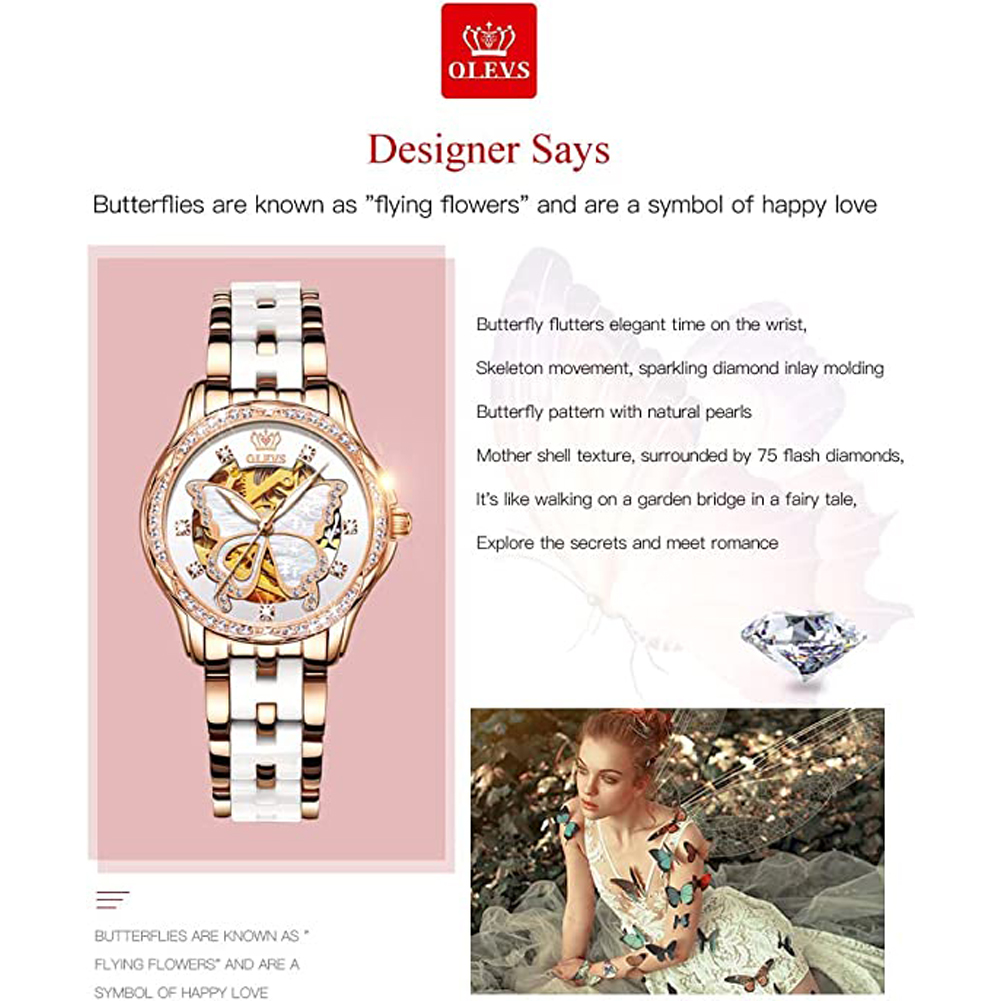 OLEVS Women's Automatic Watche - огляд і ціна Luxury Watch White